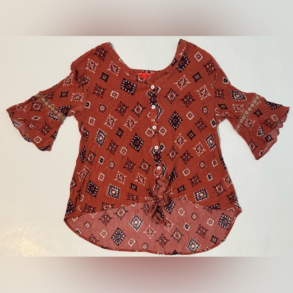 Chelsea & Violet Boho Rust Patterned Top